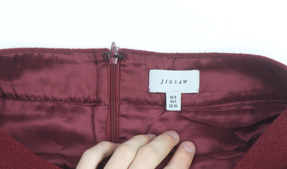 Jigsaw Women Red Wool Short Pencil Skirt Size 8