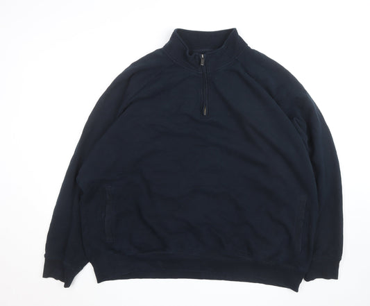 Marks and Spencer Men's Blue 4XL Half Zip Fleece Jumper