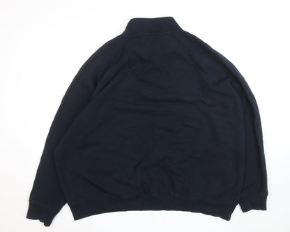 Marks and Spencer Men's Blue 4XL Half Zip Fleece Jumper