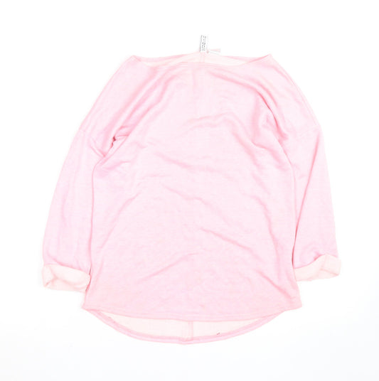 H&M Women’s Pink Boat Neck Long Sleeve Relaxed Pullover Jumper XS