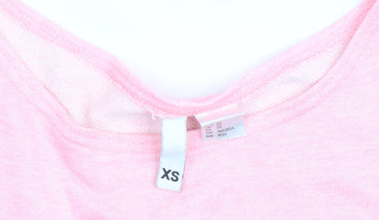H&M Women’s Pink Boat Neck Long Sleeve Relaxed Pullover Jumper XS