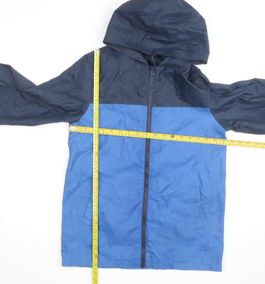 Nutmeg Boys Blue Hooded Windbreaker Jacket 13-14 Years Lightweight Zip Coat