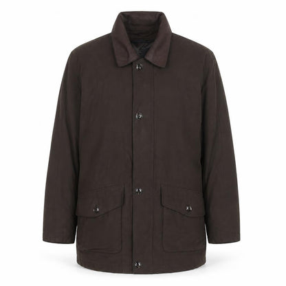 Jupiter Men's Brown Mid-Length Cotton Leather Overcoat Size 50