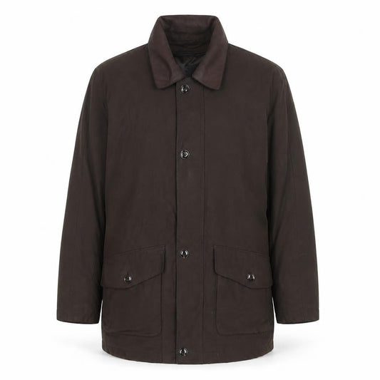 Jupiter Men's Brown Mid-Length Cotton Leather Overcoat Size 50