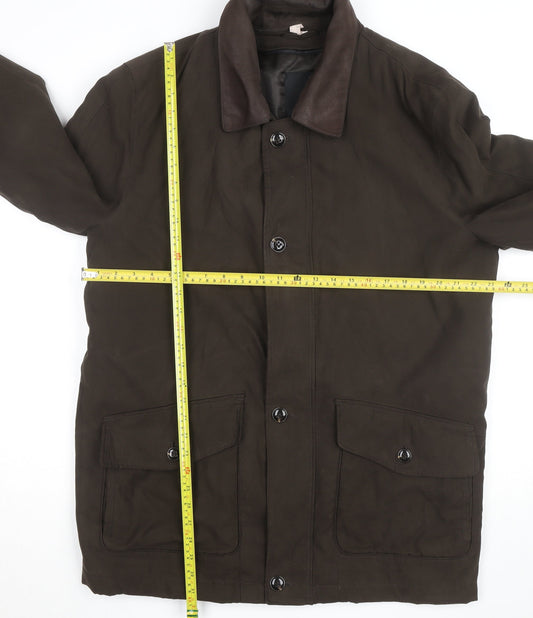 Jupiter Men's Brown Mid-Length Cotton Leather Overcoat Size 50