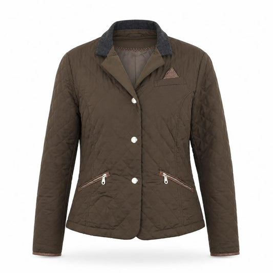 Massimo Dutti Women's Brown Quilted Short Jacket Size M