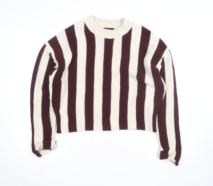 ASOS DESIGN Women’s Brown Stripe Crew Neck Knit Jumper M