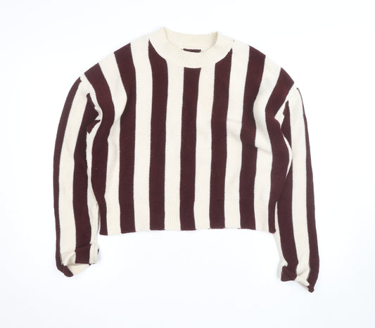 ASOS DESIGN Women’s Brown Stripe Crew Neck Knit Jumper M