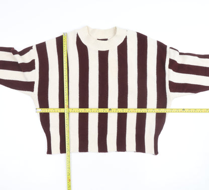 ASOS DESIGN Women’s Brown Stripe Crew Neck Knit Jumper M