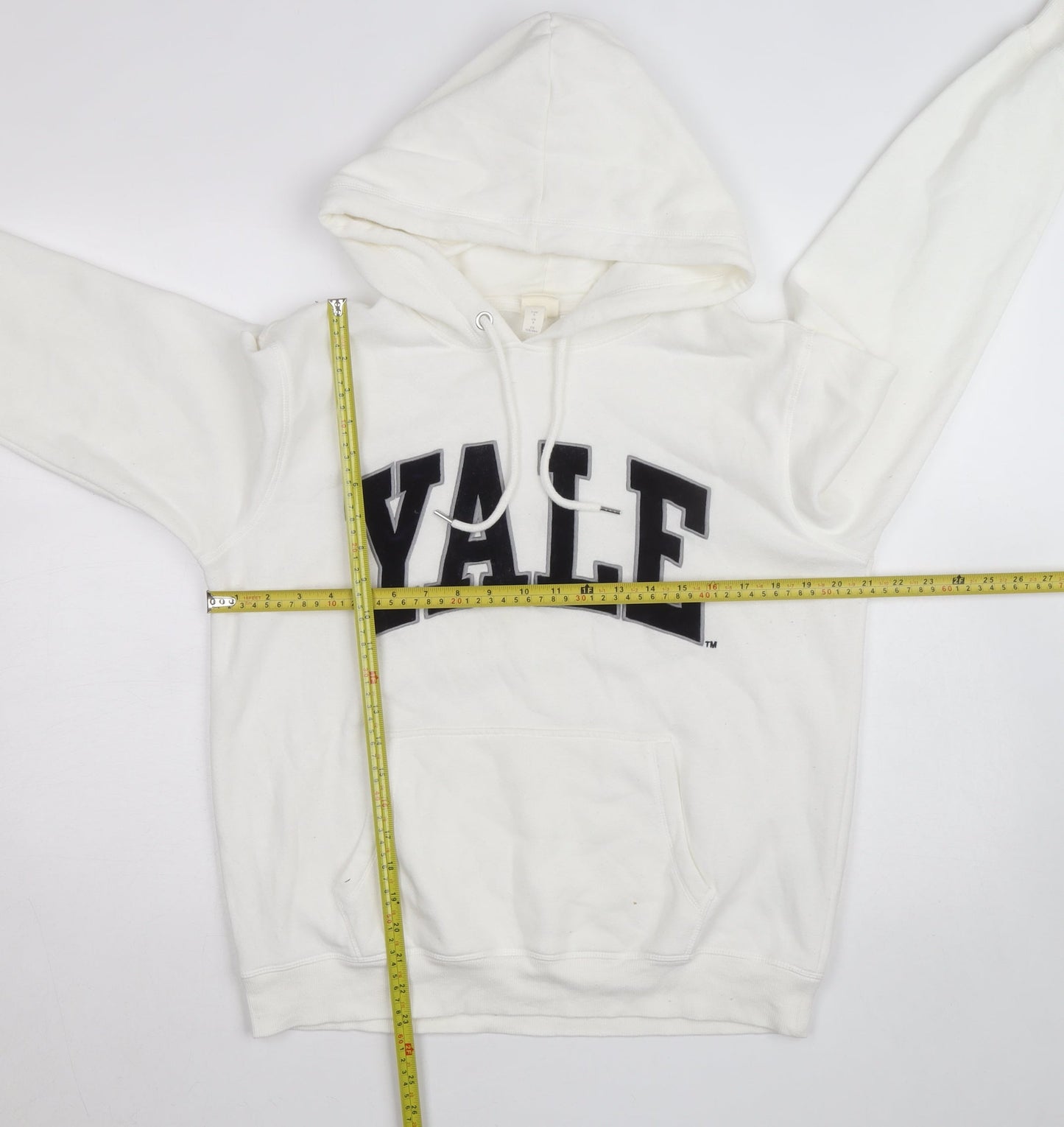 H&M L.O.G.G. Yale White Hoodie Women Small Pullover Sweatshirt
