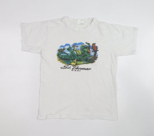 Supreme Resort Wear Men's White St. Thomas Graphic Cotton T-Shirt M