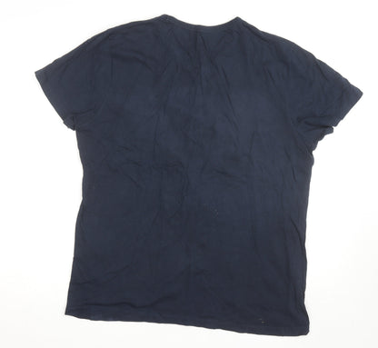 Jack & Jones Mens Navy Graphic Print Crew Neck Short Sleeve T-Shirt Size L