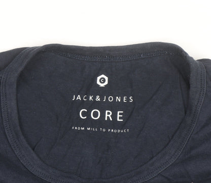 Jack & Jones Mens Navy Graphic Print Crew Neck Short Sleeve T-Shirt Size L