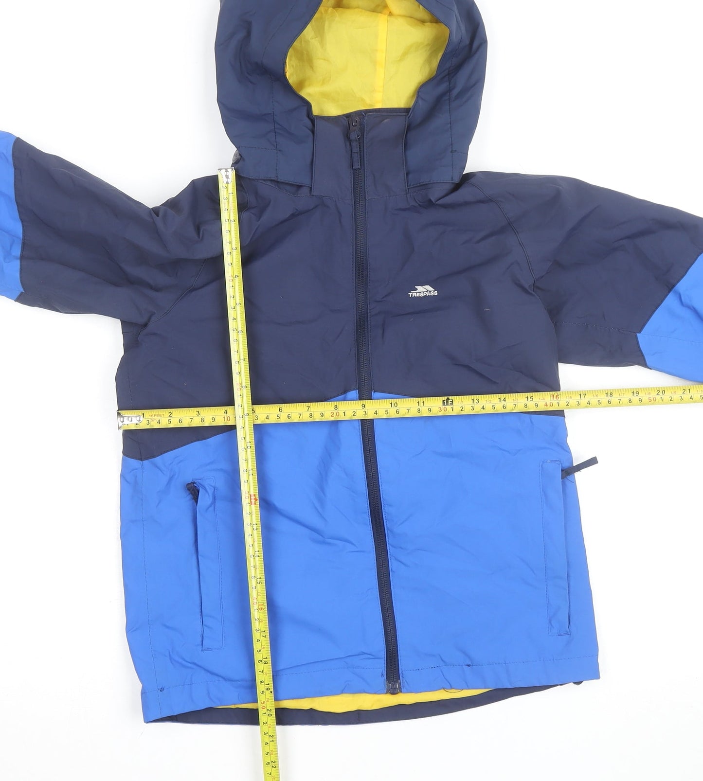 Trespass Boys Blue Waterproof Hooded Rain Coat Jacket 9-10 Years