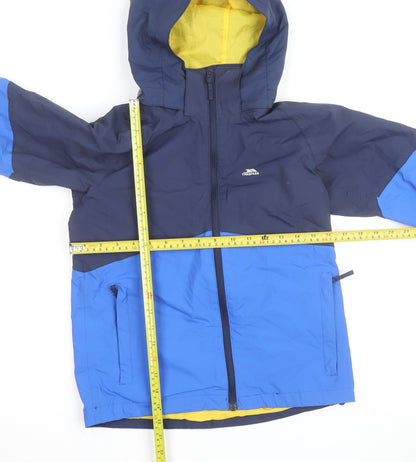 Trespass Boys Blue Waterproof Hooded Rain Coat Jacket 9-10 Years