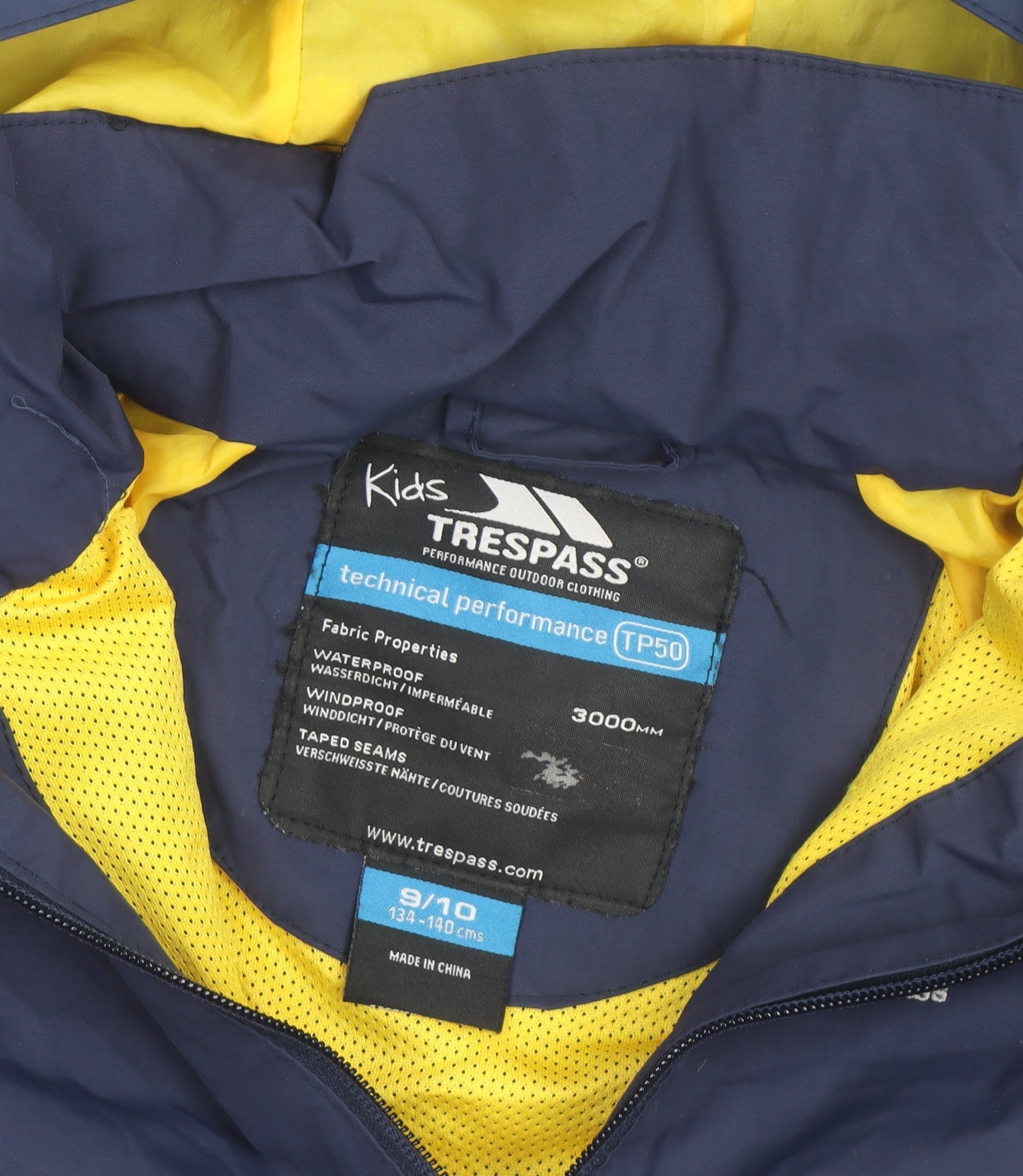 Trespass Boys Blue Waterproof Hooded Rain Coat Jacket 9-10 Years