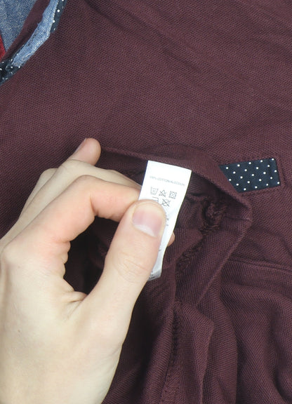 Centered Men’s Brown Cotton Short Sleeve Polo Shirt L