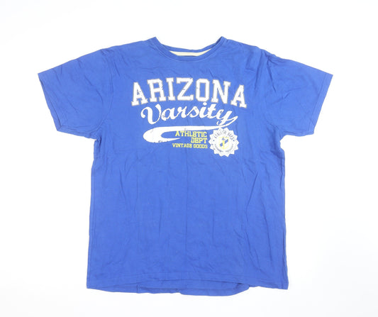 Cargo Quay Men's Blue Arizona Varsity Athletic Dept Cotton T-Shirt L