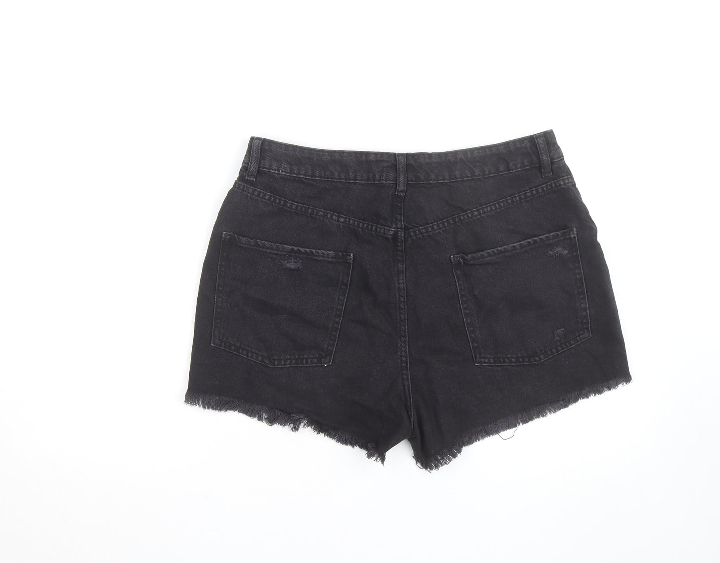 Primark Women’s Black High Rise Distressed Denim Cut-Off Shorts Size 16