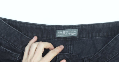 Primark Women’s Black High Rise Distressed Denim Cut-Off Shorts Size 16