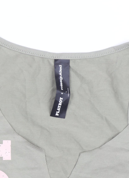 Playboy x Missguided Womens Green Cropped Tank Top L