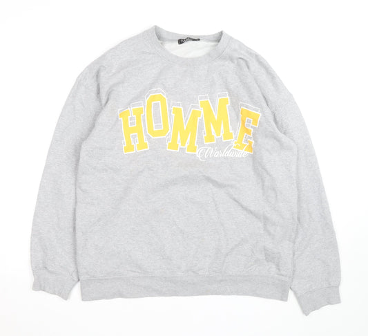 boohooMAN Grey HOMME Worldwide Sweatshirt Women Small Crew Neck Pullover