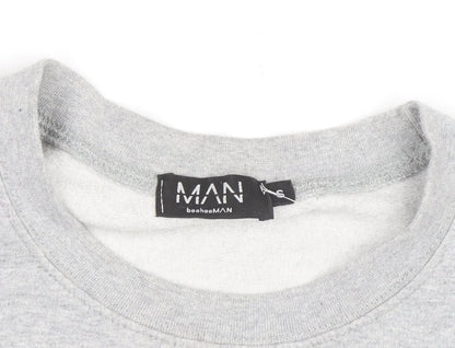 boohooMAN Grey HOMME Worldwide Sweatshirt Women Small Crew Neck Pullover