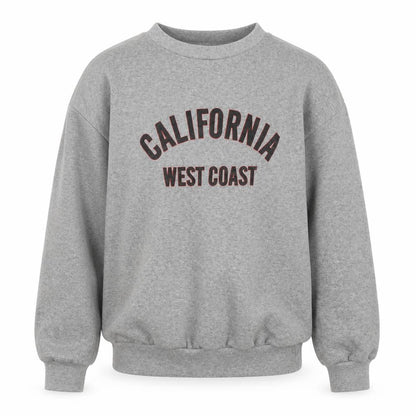 Front view of PRETTYLITTLETHING Grey California West Coast Sweatshirt Small unisex