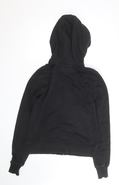 H&M Men Black Full Zip Fleece Hoodie Size M Regular Fit