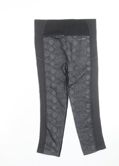 US PRO Womens Grey Seamless Animal Print Gym Leggings Size 8