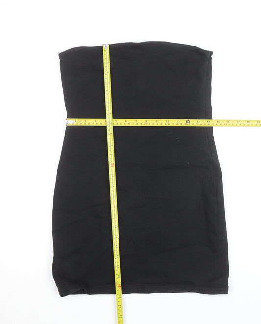 Zara Women Black Strapless Bodycon Short Dress Size 12