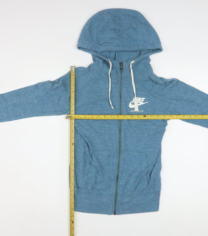 Nike Women's Blue Full Zip Hoodie XS Cotton Blend Just Do It