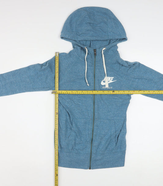 Nike Women's Blue Full Zip Hoodie XS Cotton Blend Just Do It