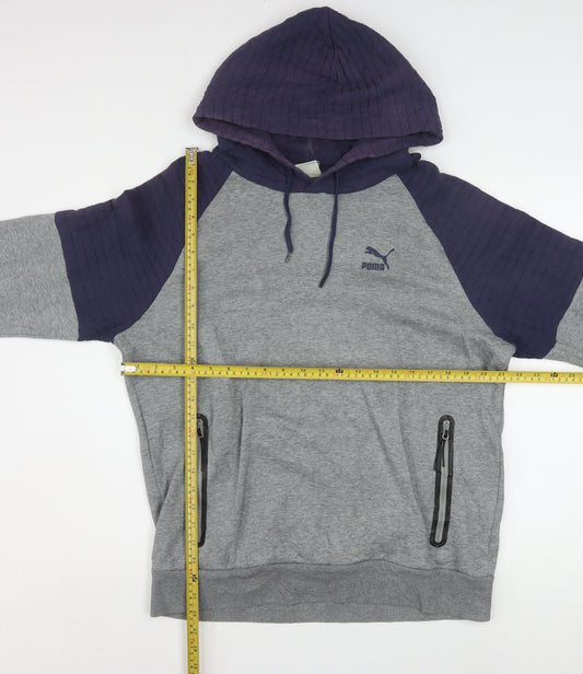 Puma Men's Grey Pullover Hoodie M Lightweight Logo Sportswear