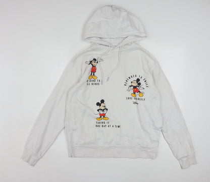 Disney Women White XS Hoodie Mickey Mouse Graphic Pullover