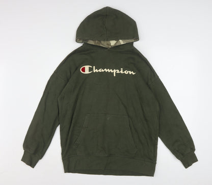 Champion Boys Green Pullover Hoodie XL 13-14 Years Cotton Blend Logo