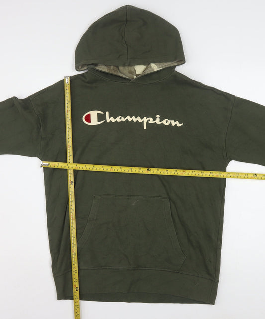 Champion Boys Green Pullover Hoodie XL 13-14 Years Cotton Blend Logo