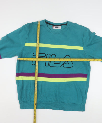 FILA Men's Blue Retro 90s Crew Neck Pullover Sweatshirt Size S
