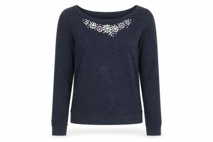 Hollister Women Navy Blue Medium Pullover Sweatshirt with Jewel Accents