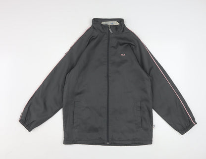 FILA Men's Grey Windbreaker Jacket M Sports Lightweight Zip Up