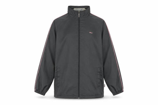 Front view of Fila Men's Grey Windbreaker Jacket M Sports Lightweight Zip Up