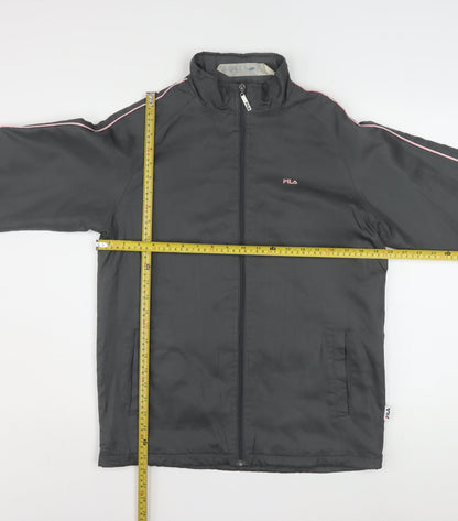 FILA Men's Grey Windbreaker Jacket M Sports Lightweight Zip Up