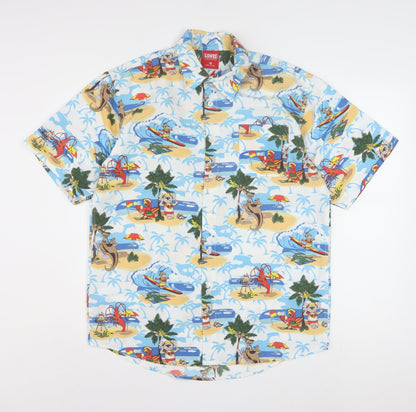 Lowes Boys Multicoloured Hawaiian Beach Print Button-Up Shirt Size 16