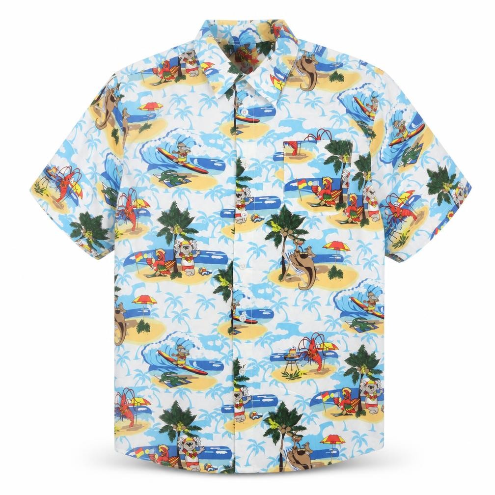 Lowes Boys Multicoloured Hawaiian Beach Print Button-Up Shirt Size 16