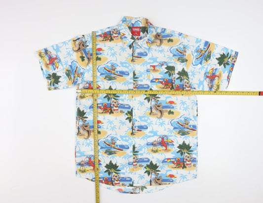 Lowes Boys Multicoloured Hawaiian Beach Print Button-Up Shirt Size 16