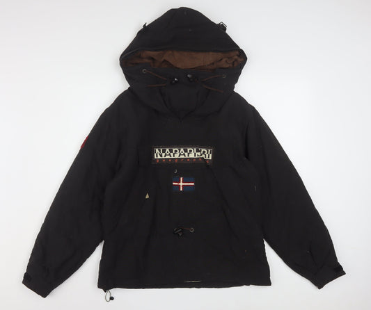 Napapijri Men's Black Hooded Anorak Jacket Size M Winter Outdoor