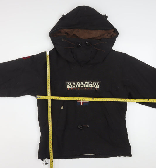 Napapijri Men's Black Hooded Anorak Jacket Size M Winter Outdoor