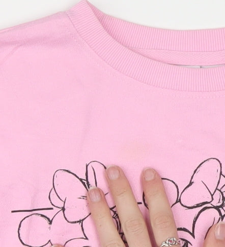 Disney Women Pink Minnie Mouse Sweatshirt 2XS Pullover Crew Neck