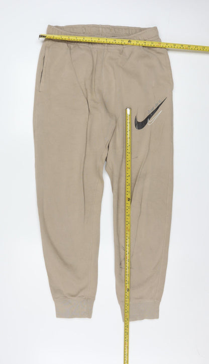 Nike Men’s Beige Jogger Sweatpants Size M Elastic Waist Tapered Fit