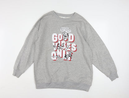 Disney Womens Grey Mickey Mouse Graphic Pullover Sweatshirt XS